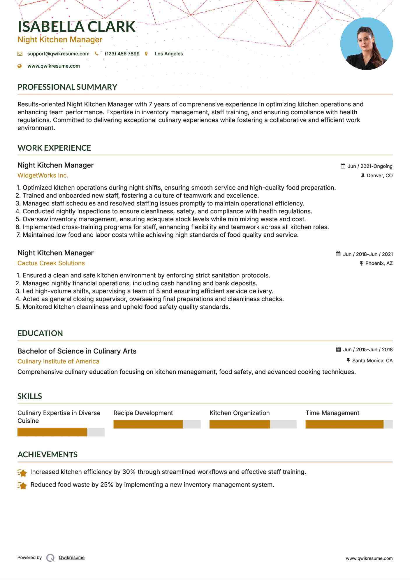 Night Kitchen Manager Resume Samples - Night Kitchen Manager 1652082342 Pdf 