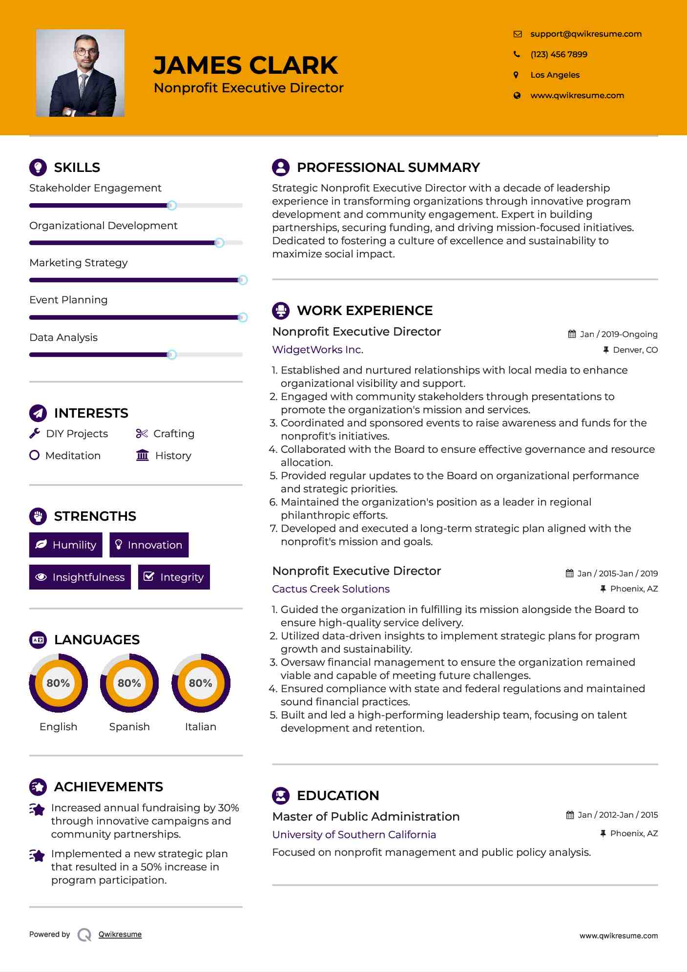 Nonprofit Executive Director Resume Template