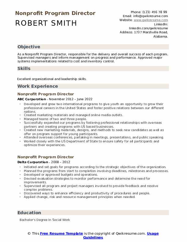 Nonprofit Program Director Resume - Nonprofit Program Director 1679405592 Pdf 