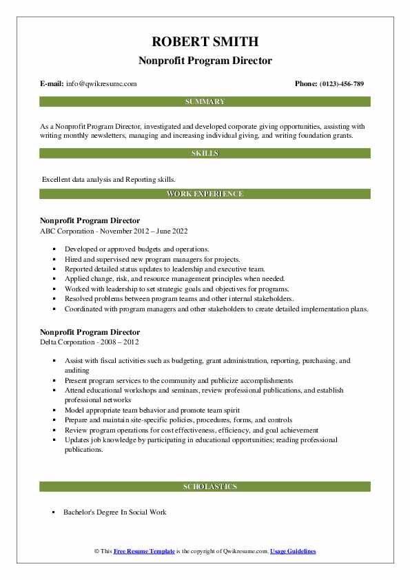 Nonprofit Program Director Resume - Nonprofit Program Director 1679405652 Pdf 