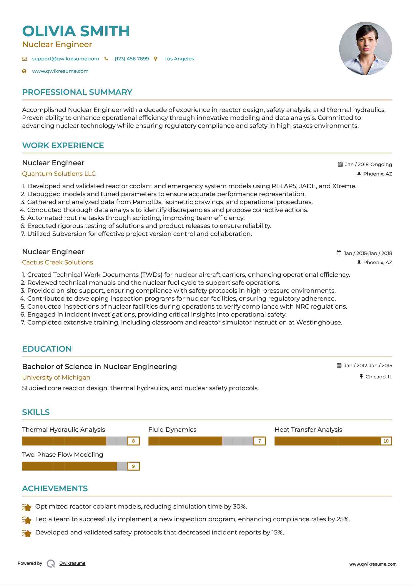 Nuclear Engineer Resume Template
