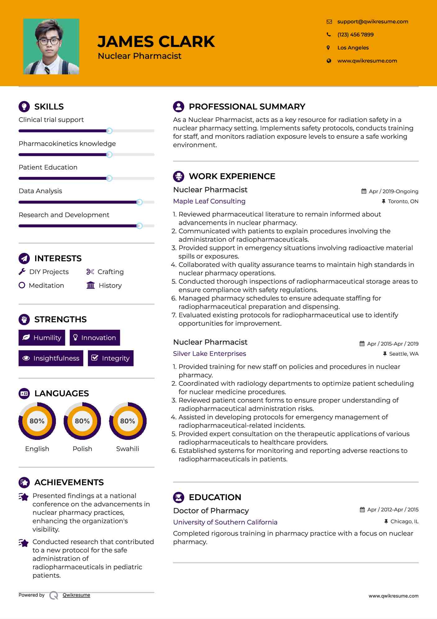 Nuclear Pharmacist Resume Format