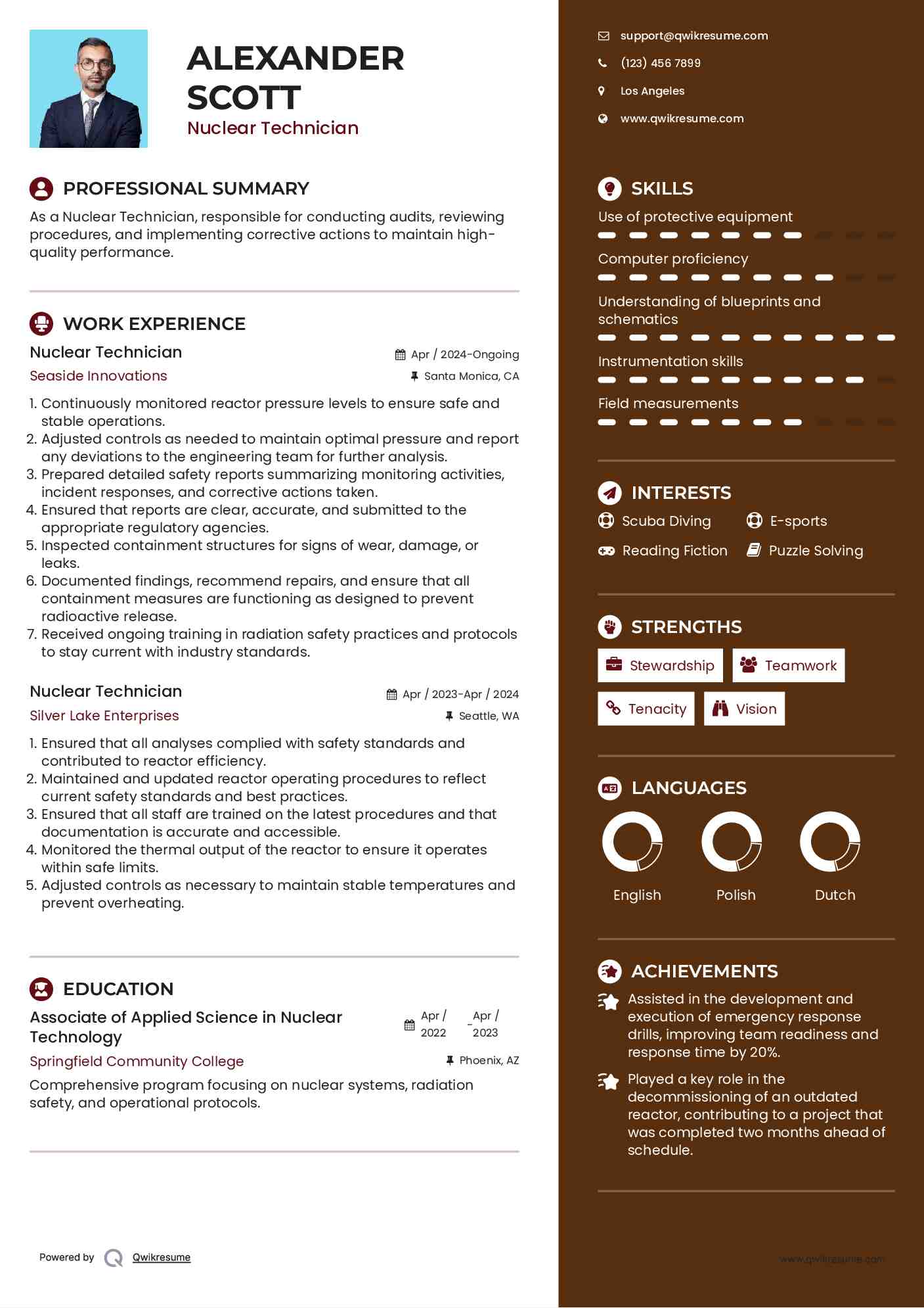 Nuclear Technician Resume Format