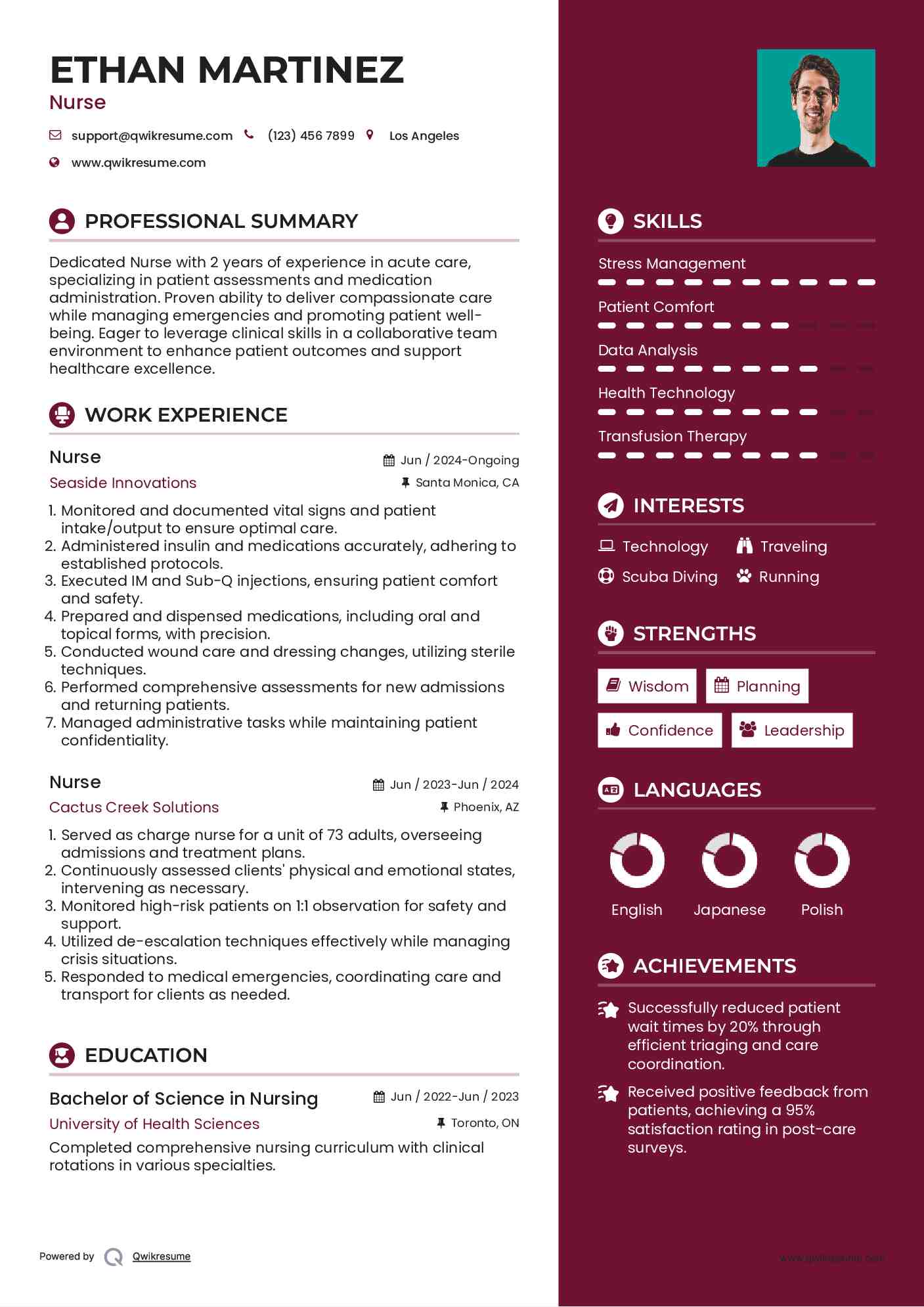 Nurse Resume Sample