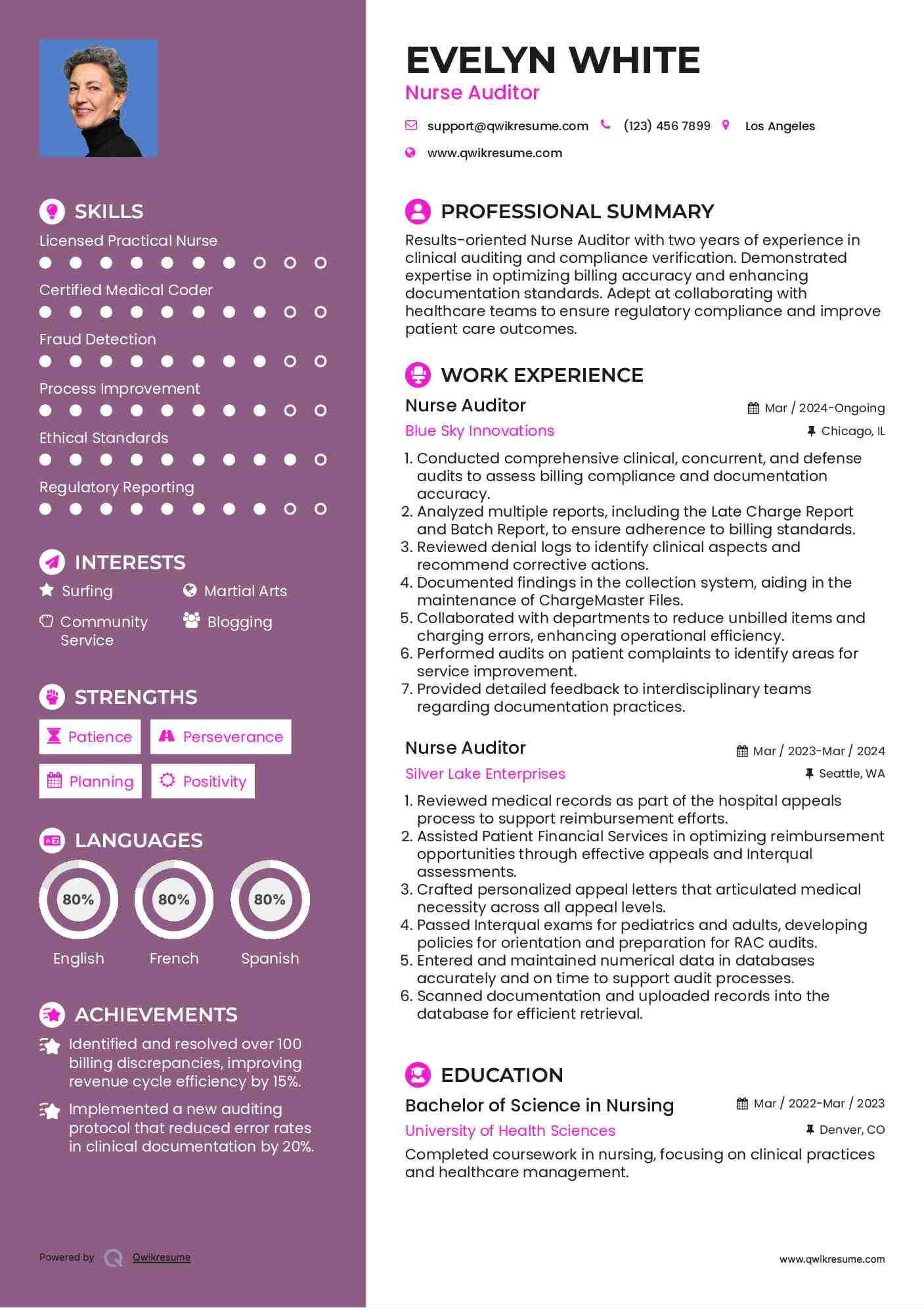 Nurse Auditor Resume Format