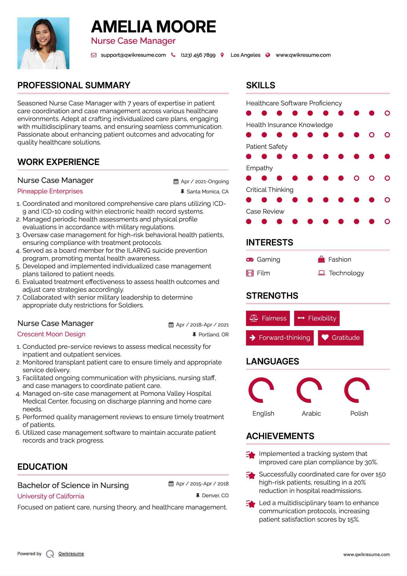 Nurse Case Manager Resume Model