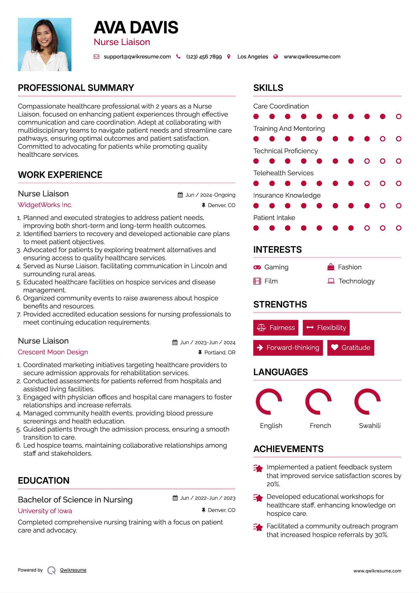 Nurse Liaison Resume Format