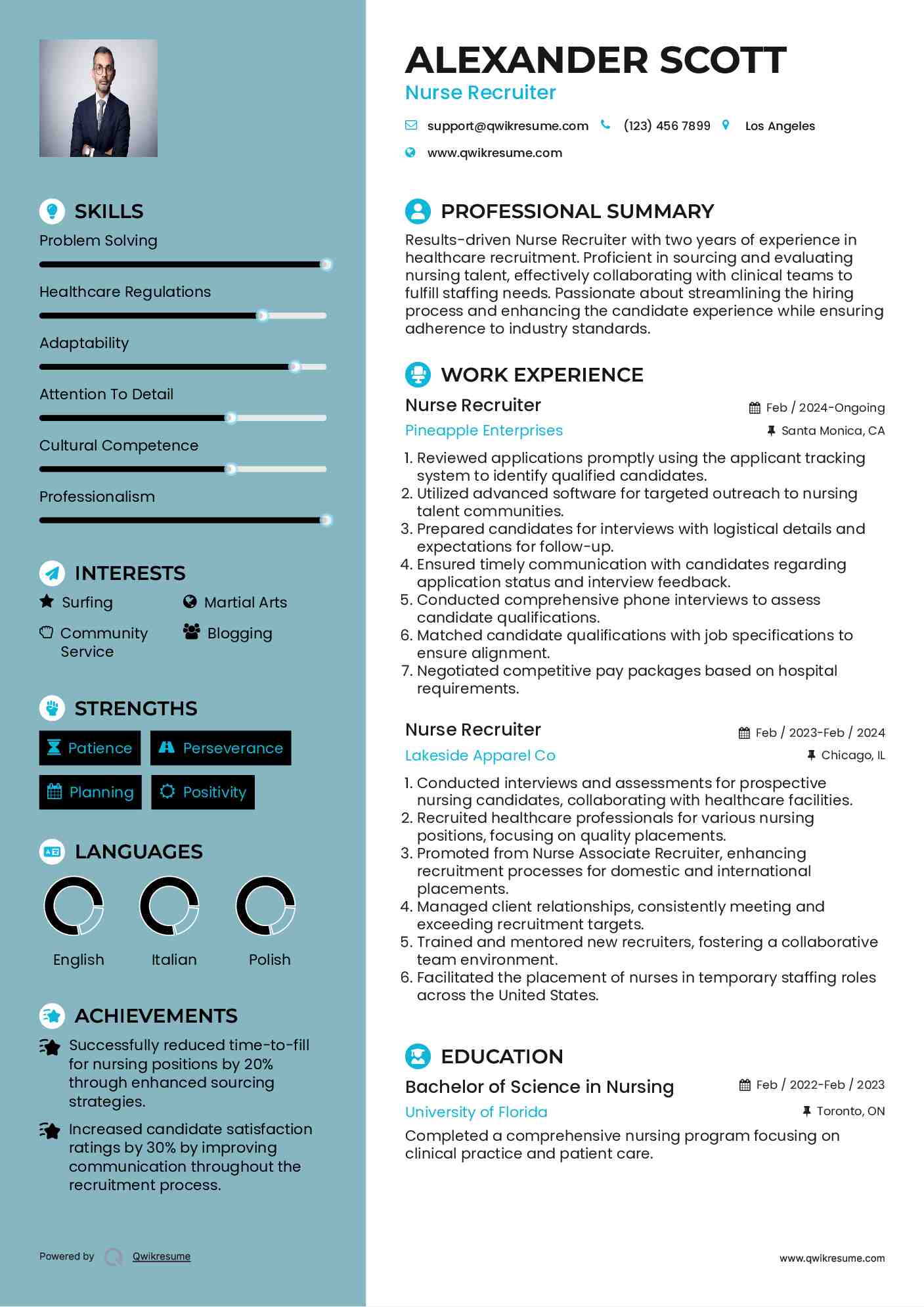 Nurse Recruiter Resume Sample