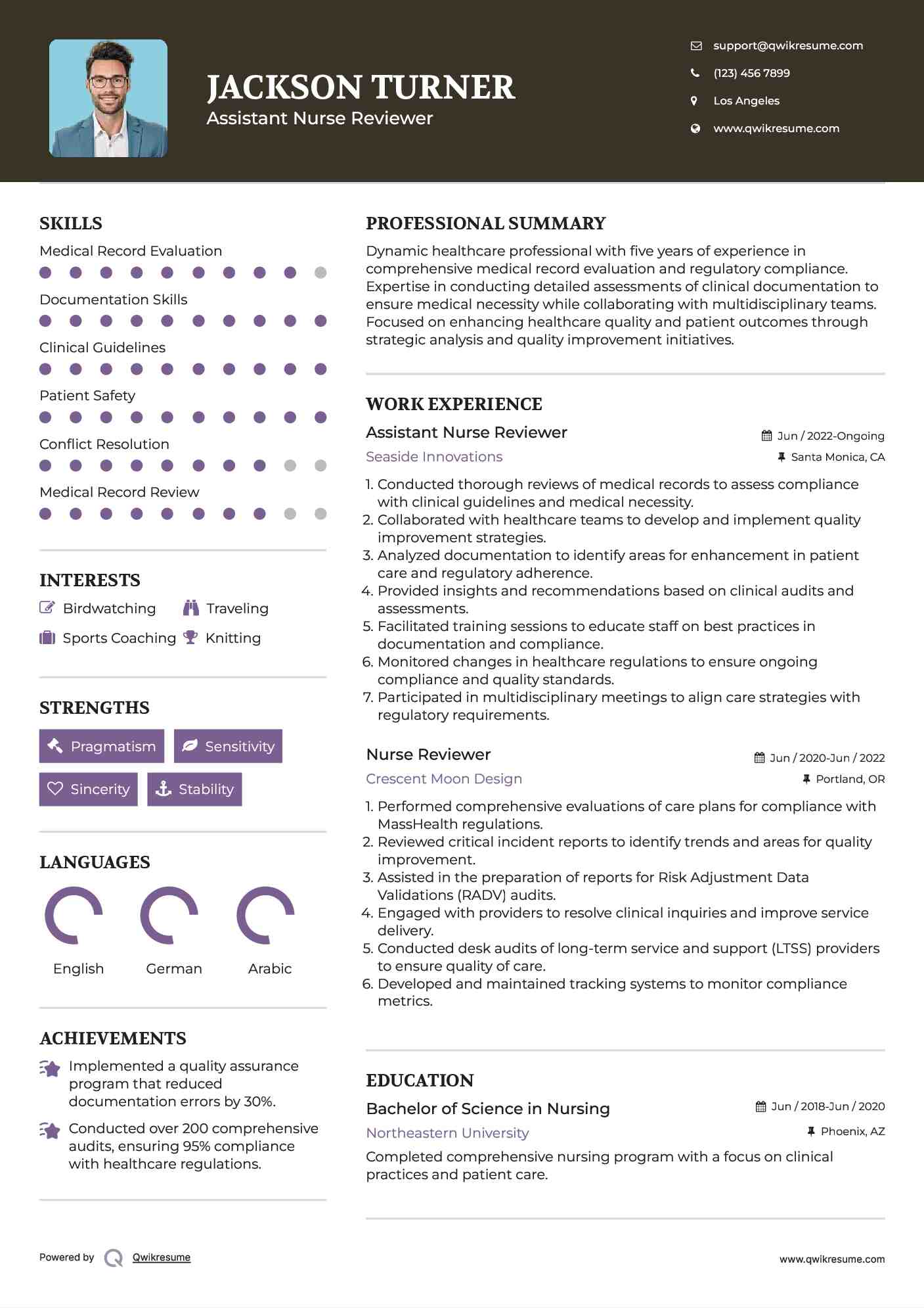 Assistant Nurse Reviewer Resume Template
