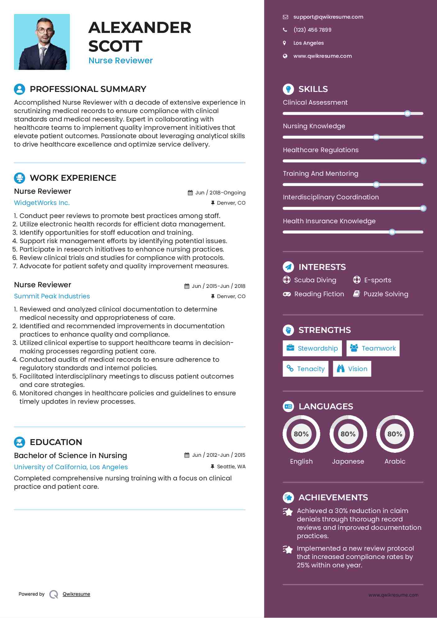 Nurse Reviewer Resume Model