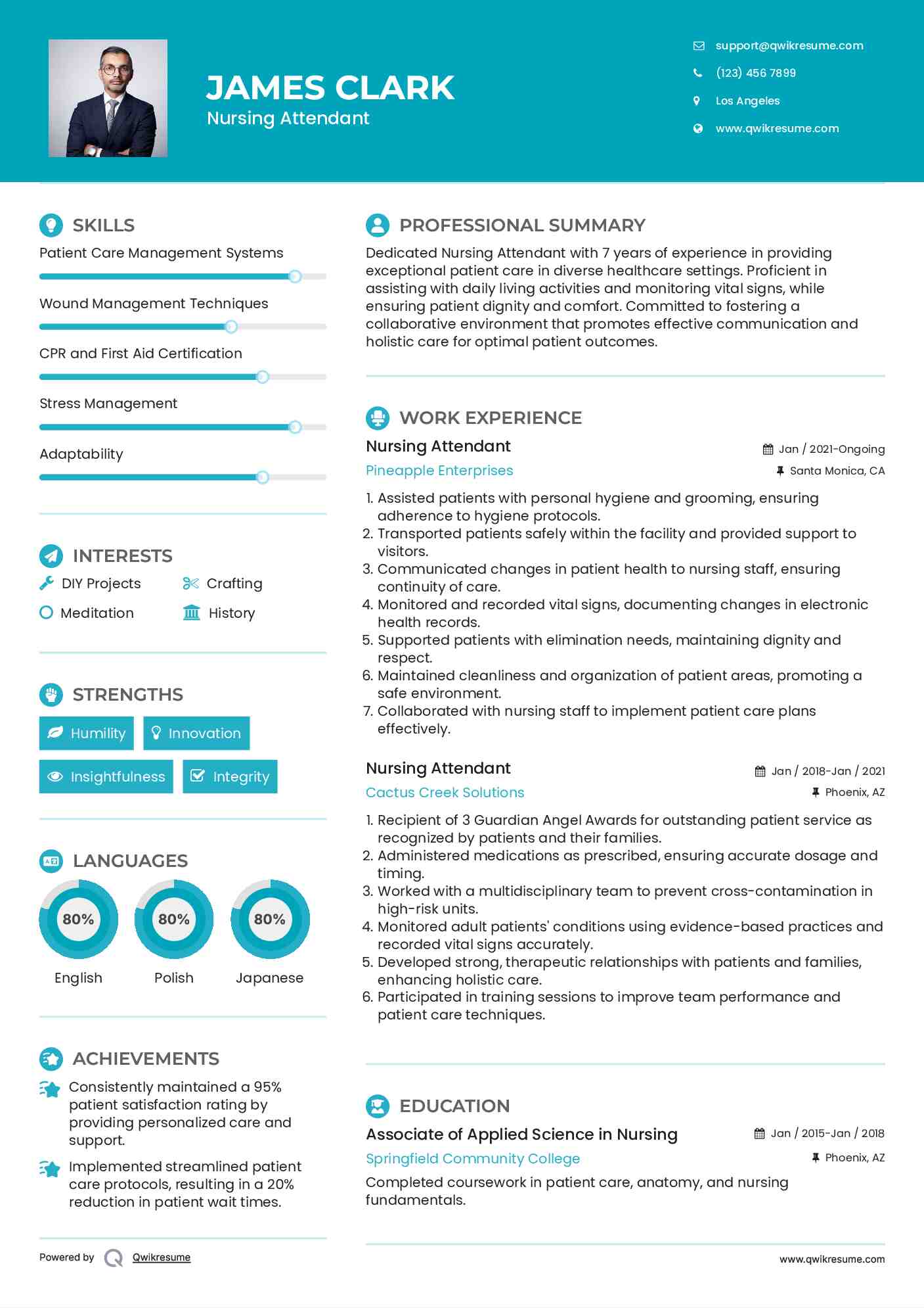 Nursing Attendant Resume Format