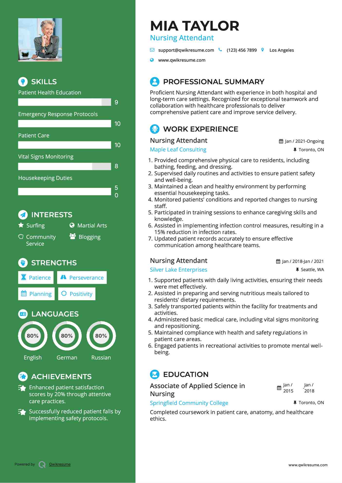 Nursing Attendant Resume Model