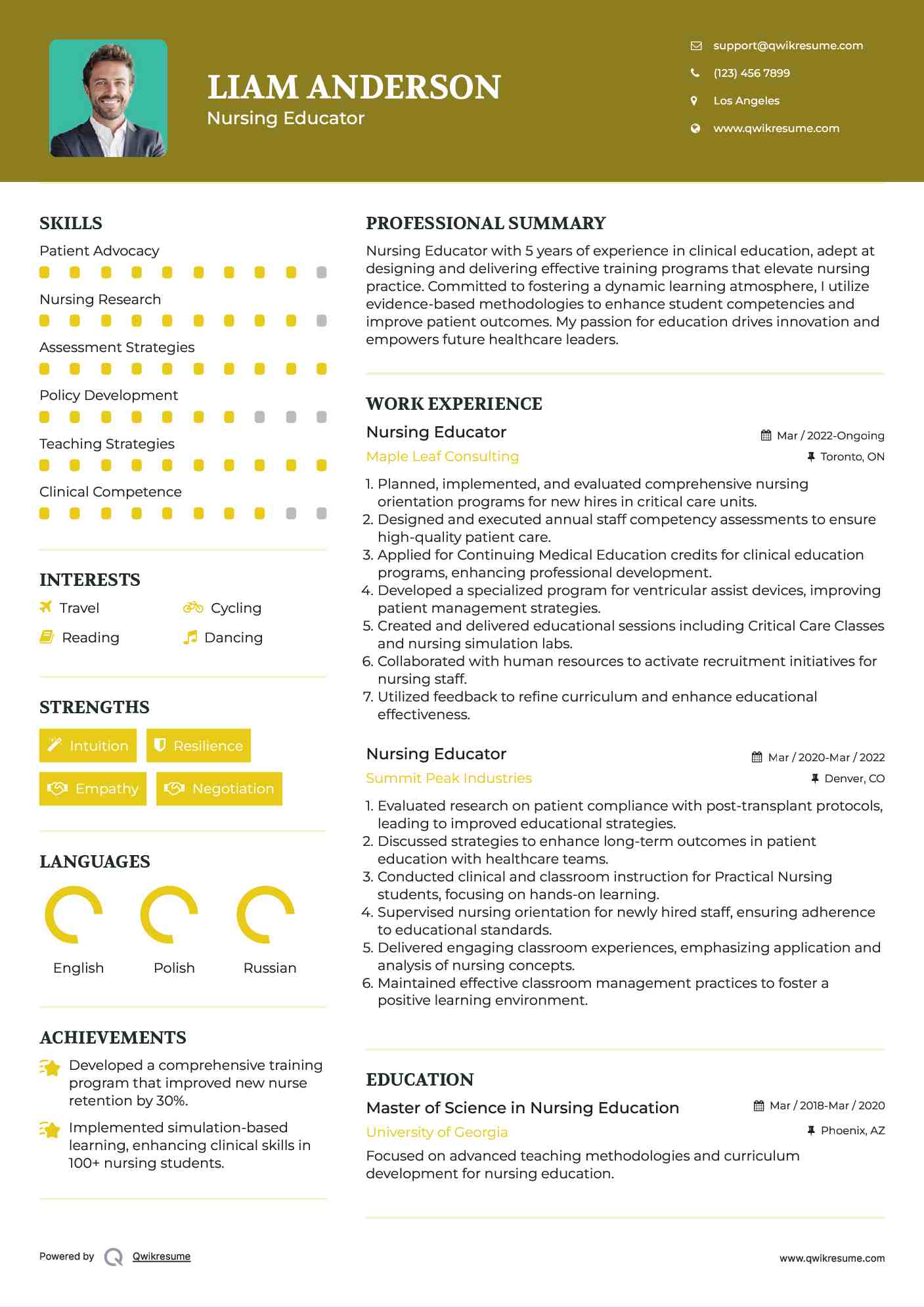 Nursing Educator Resume Format