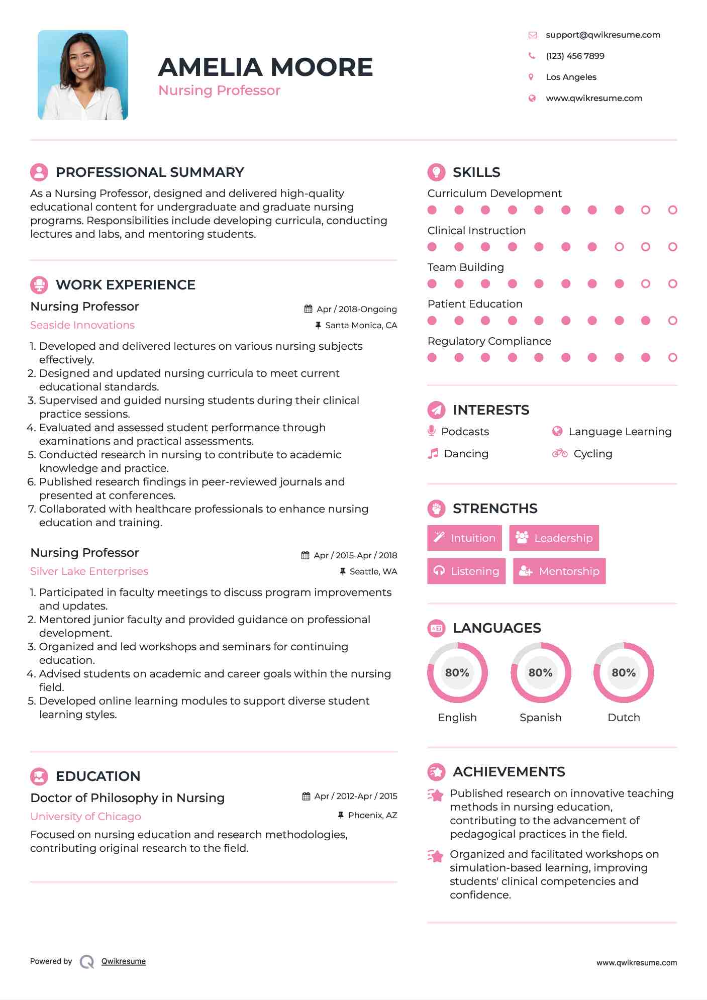 Nursing Professor Resume Template