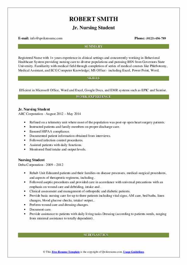 nursing student resume objective