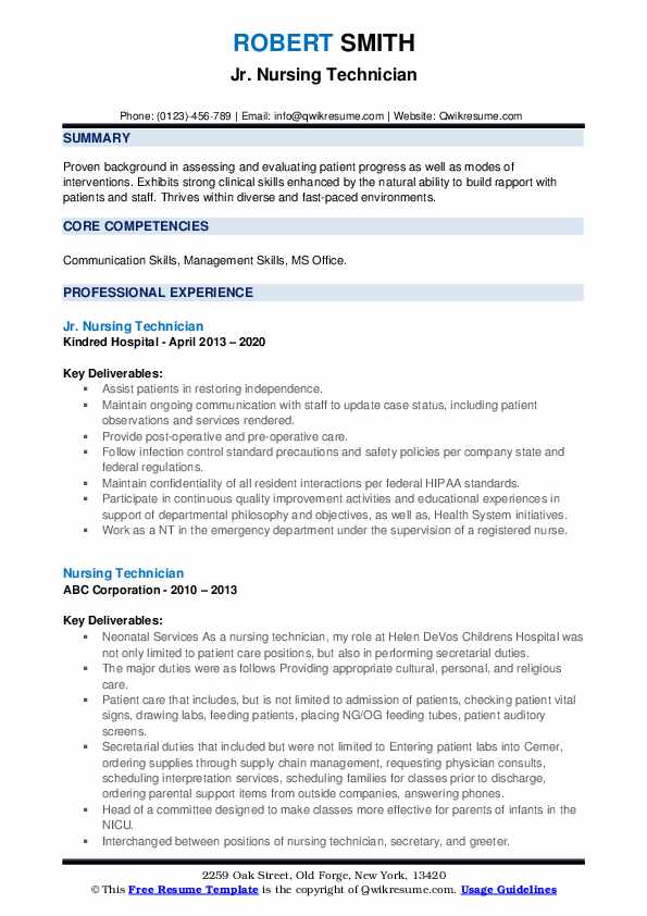 Nursing Technician Resume Samples - Nursing Technician 1579350986 Pdf 