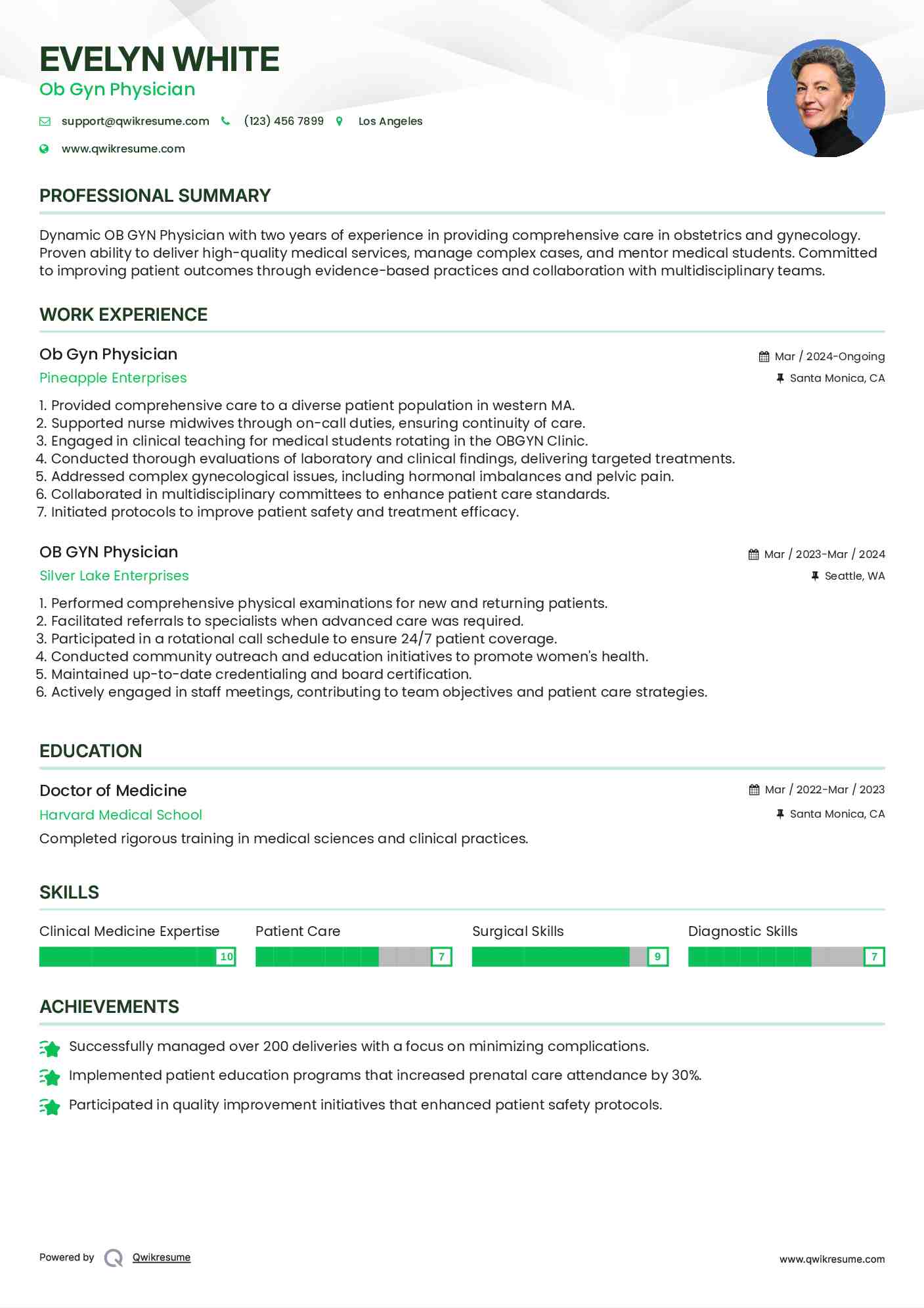 Ob Gyn Physician Resume Example