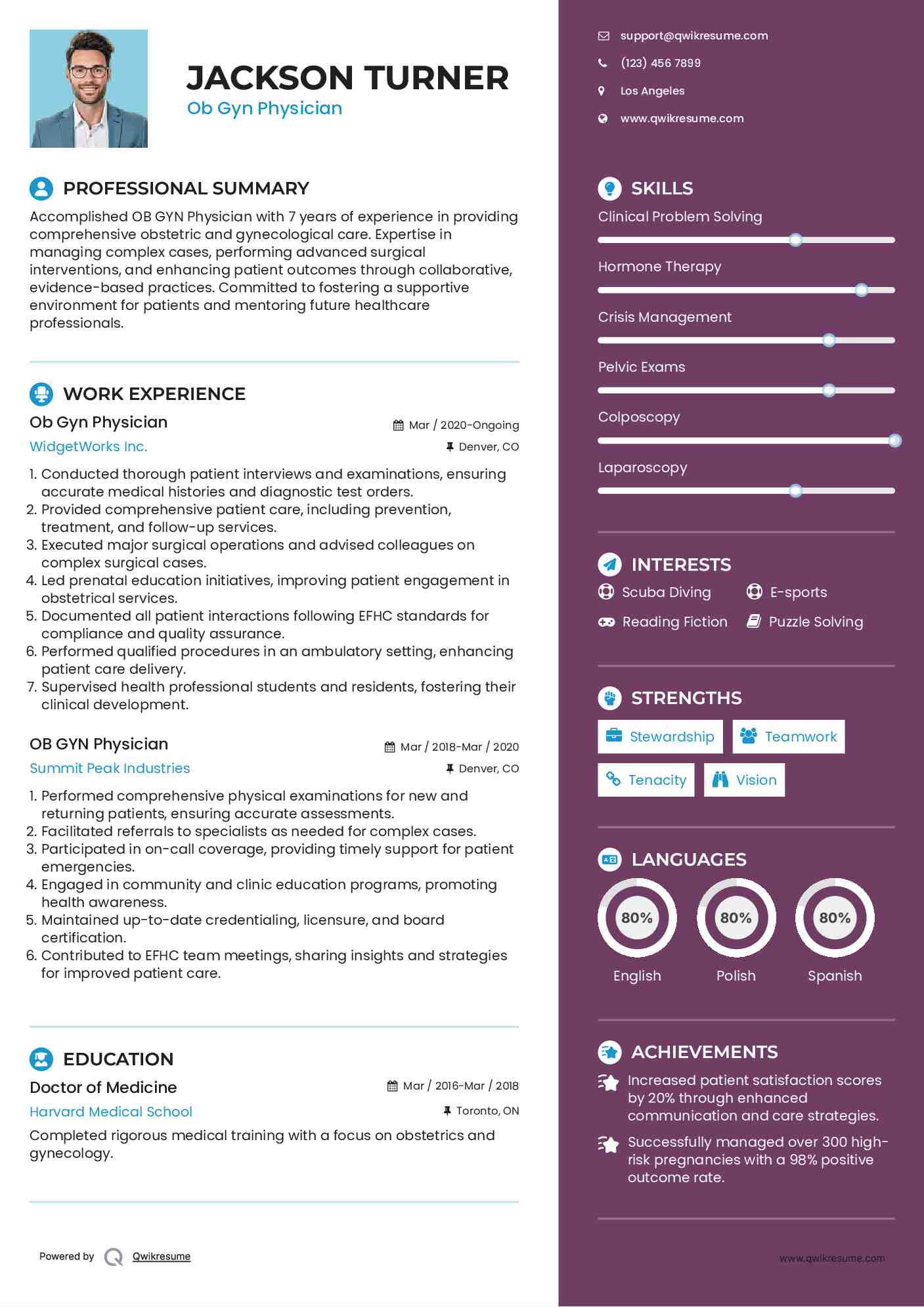 Ob Gyn Physician Resume Example