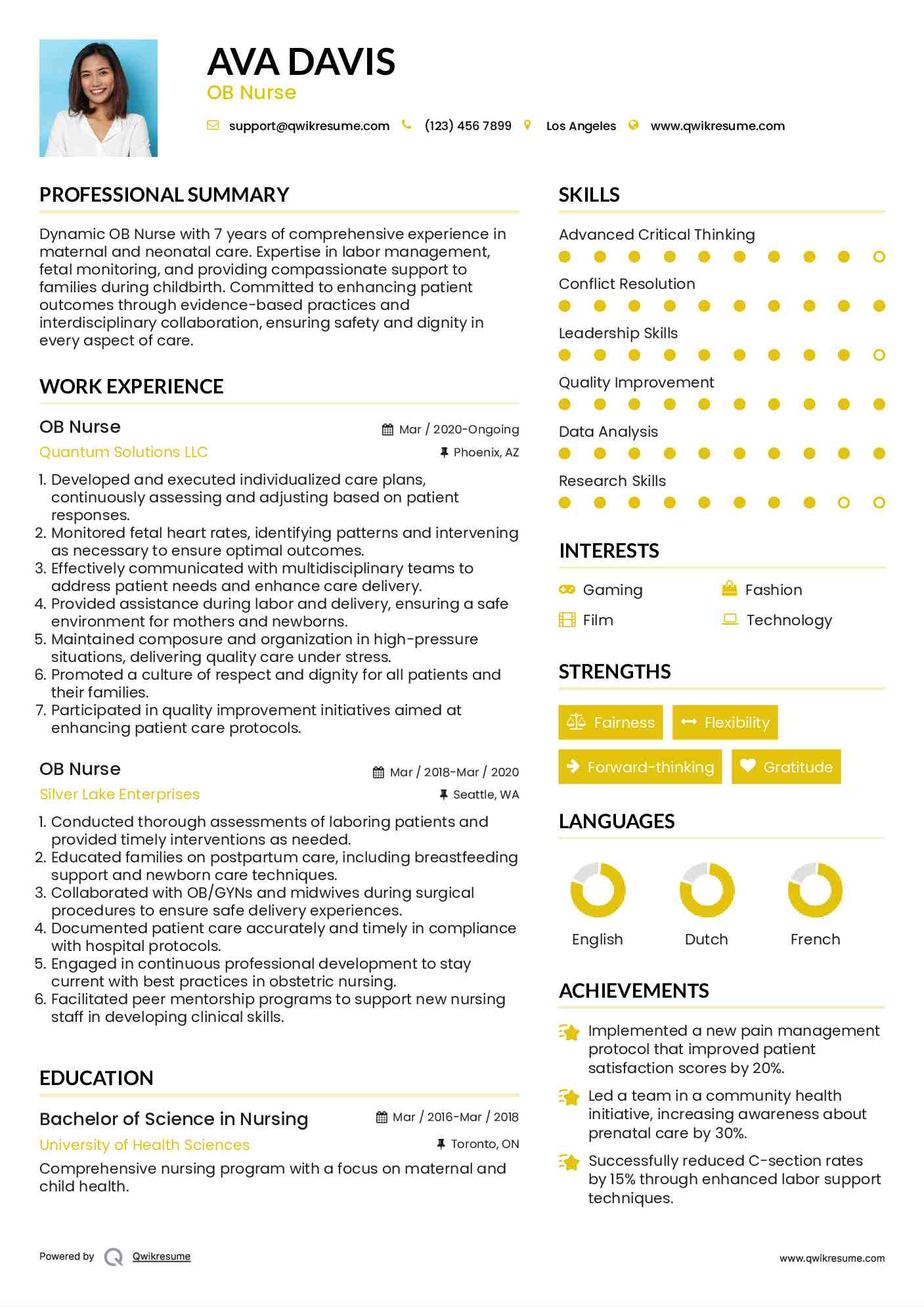 OB Nurse Resume Format