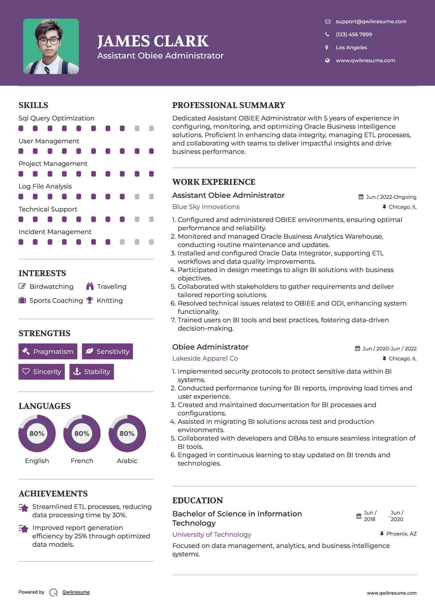 Assistant Obiee Administrator Resume Template
