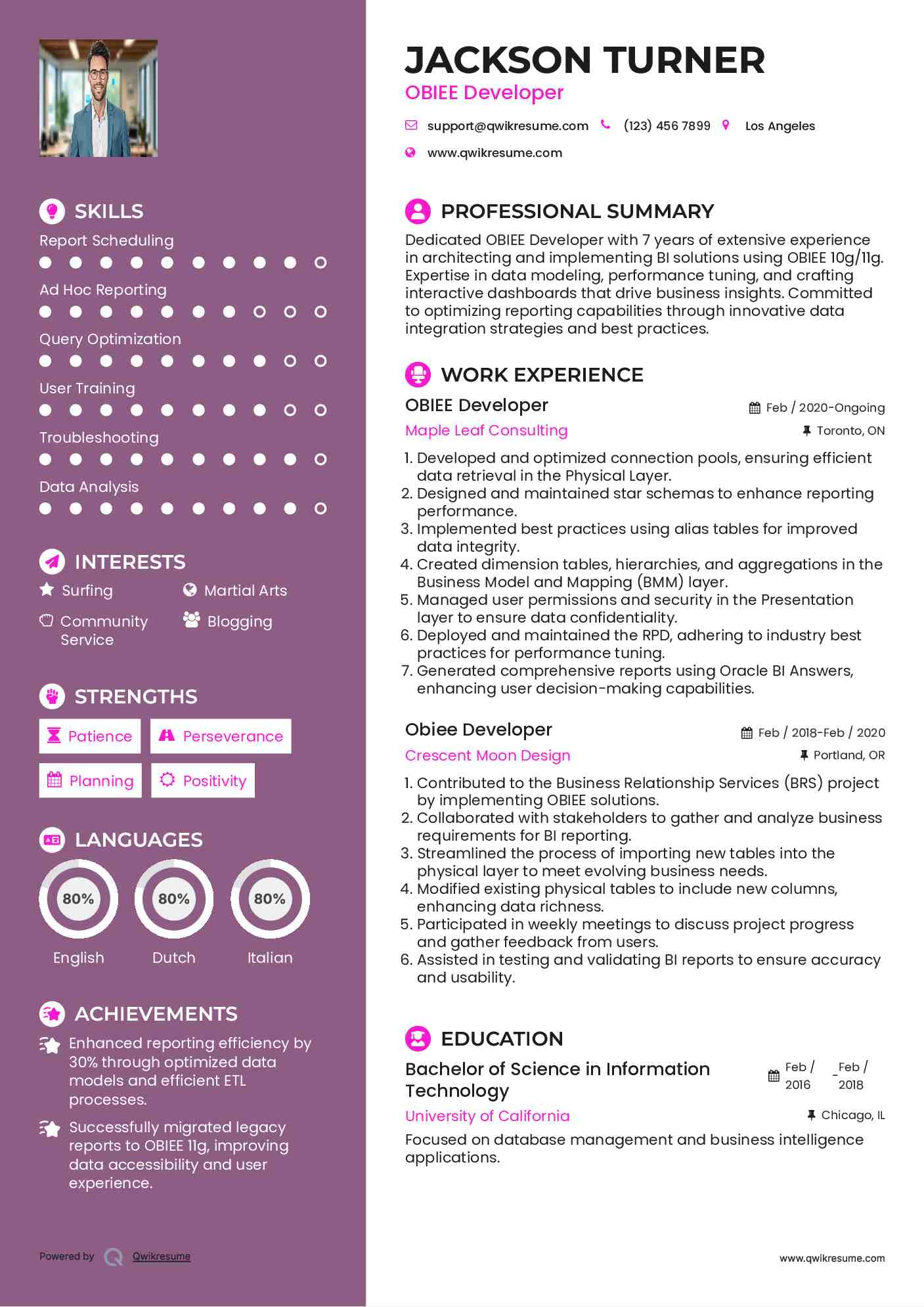 OBIEE Developer Resume Sample