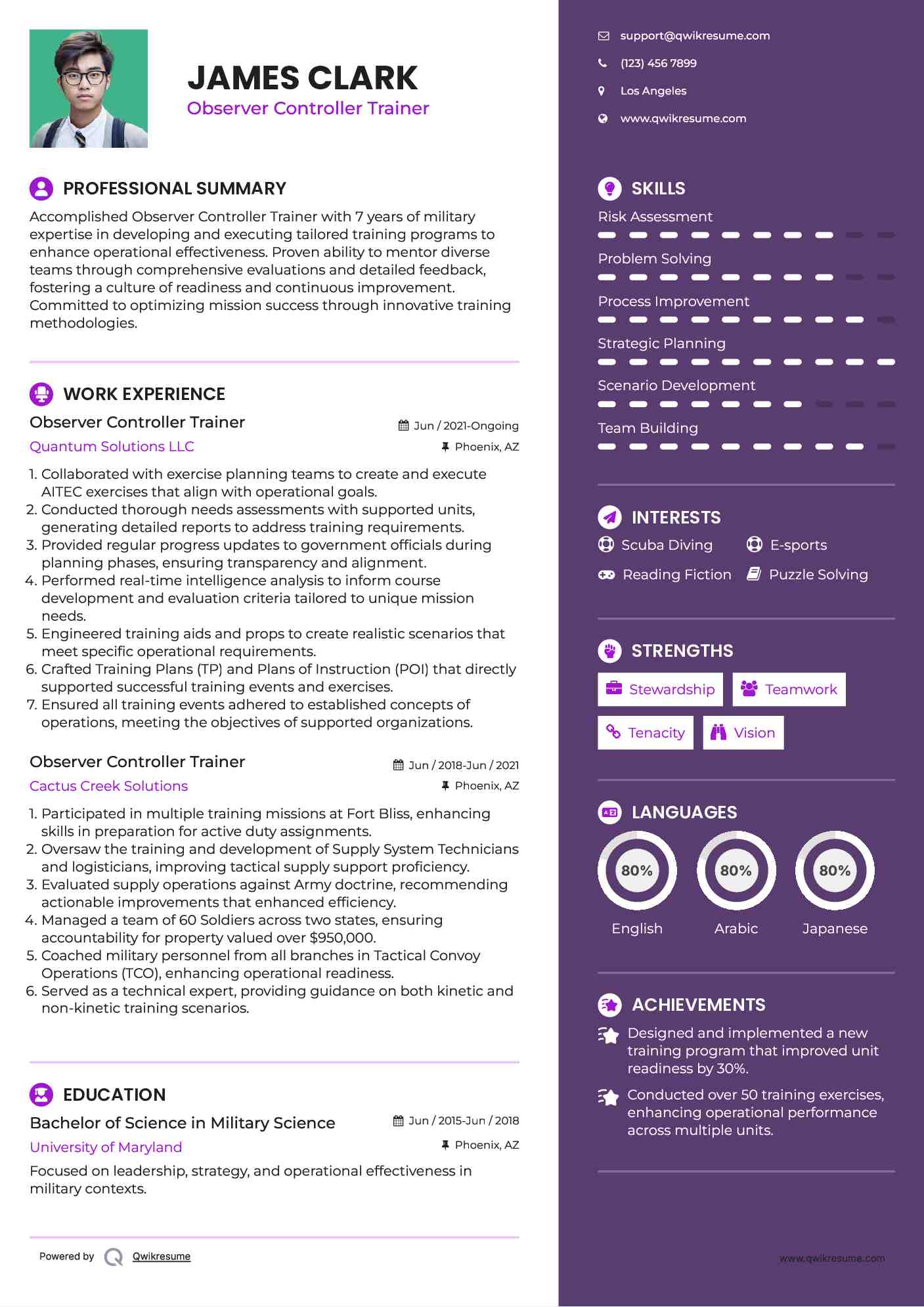 Observer Controller Trainer Resume Model