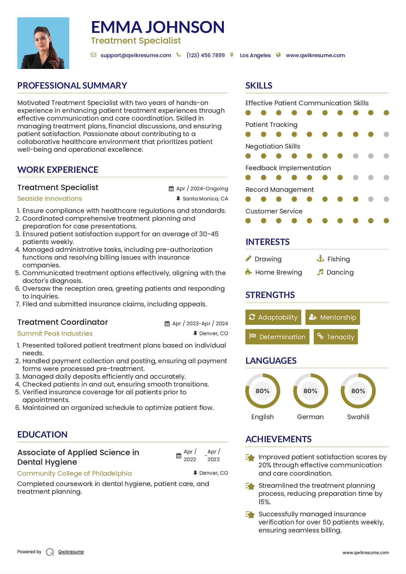 Treatment Specialist Resume Example