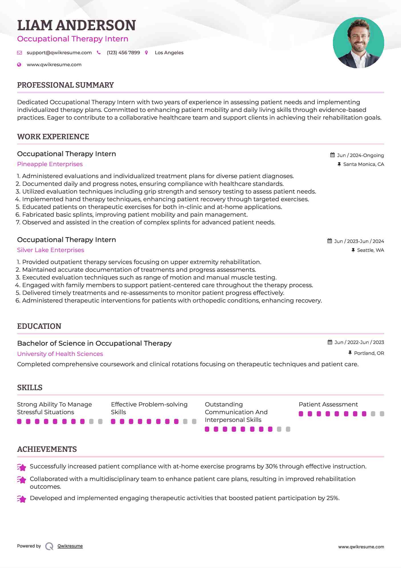 Occupational Therapy Intern Resume Format