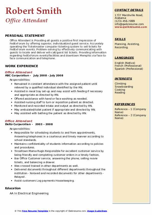 Office Attendant Resume Samples QwikResume office-attendant-resume-samples-qwikresume