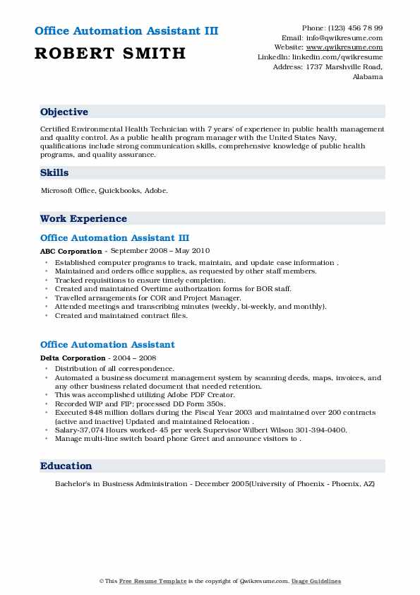 office automation assistant resume samples qwikresume office automation assistant