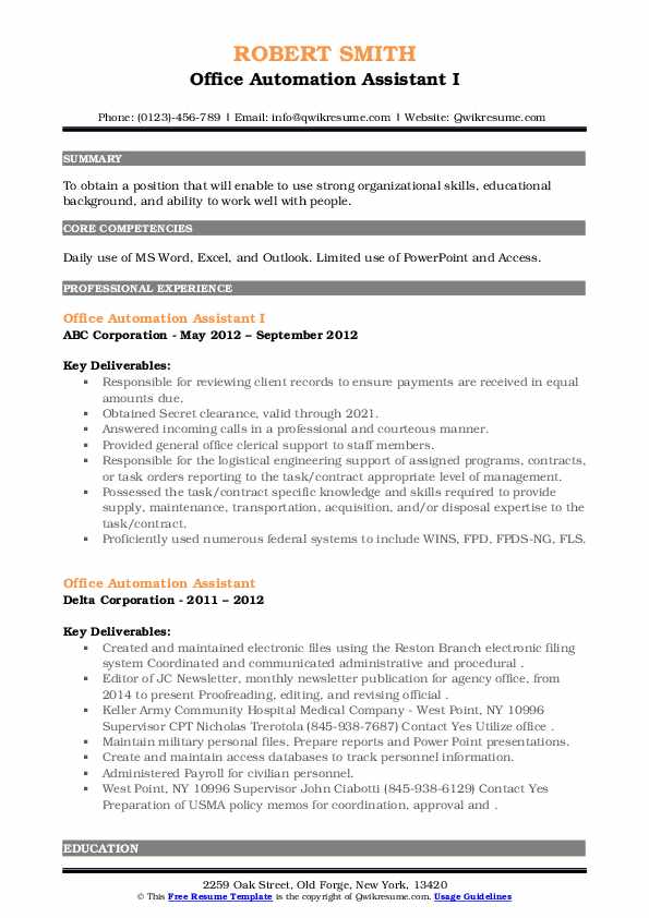 office automation assistant resume samples qwikresume office automation assistant