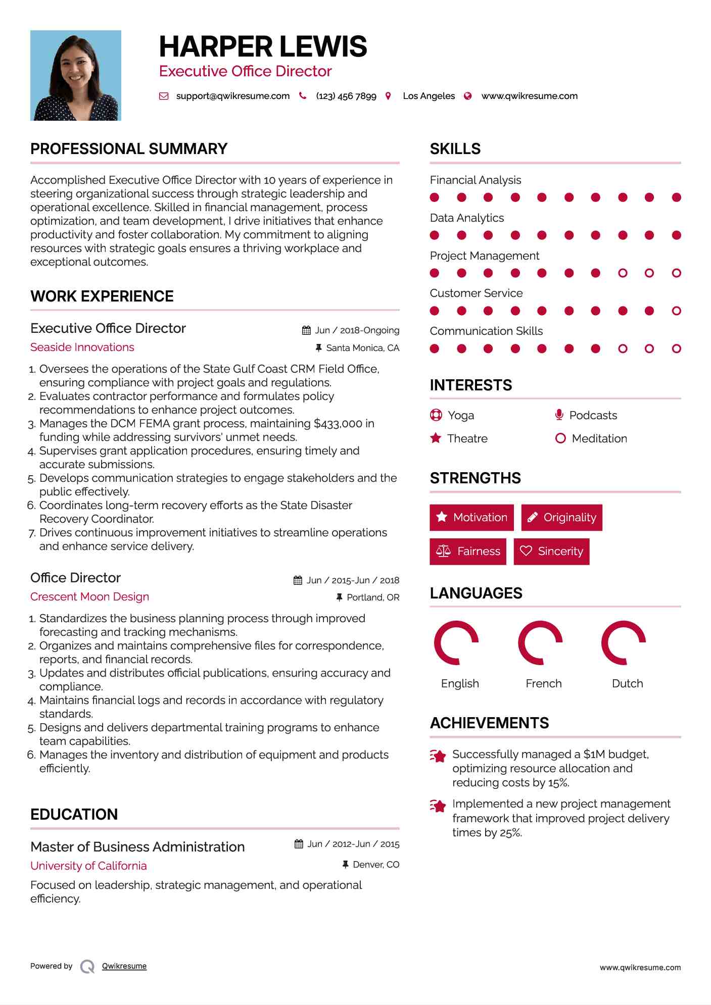 Executive Office Director Resume Example