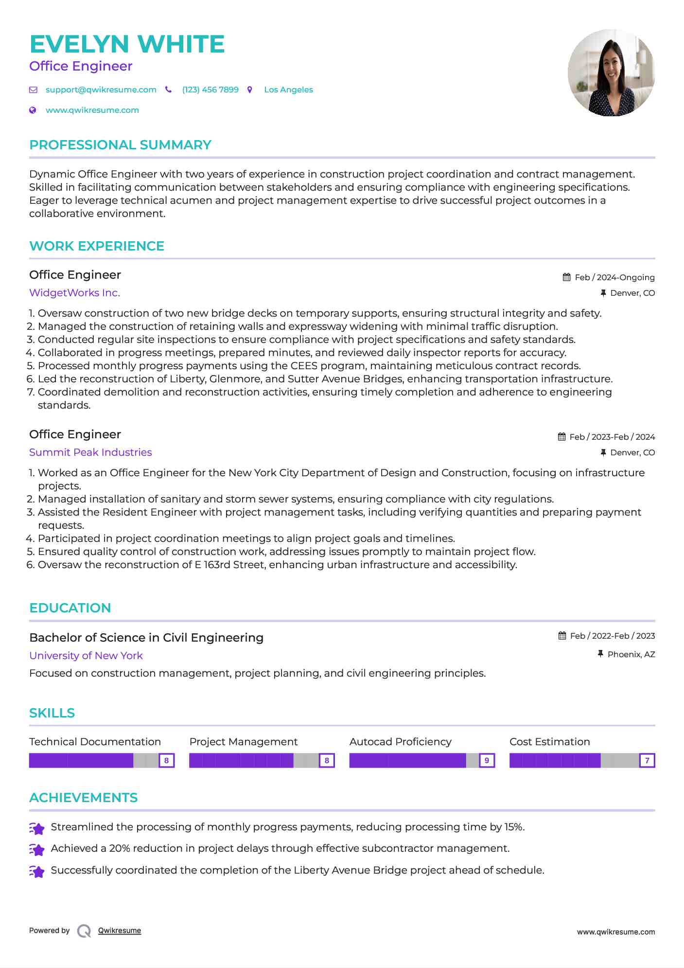 Office Engineer Resume Template