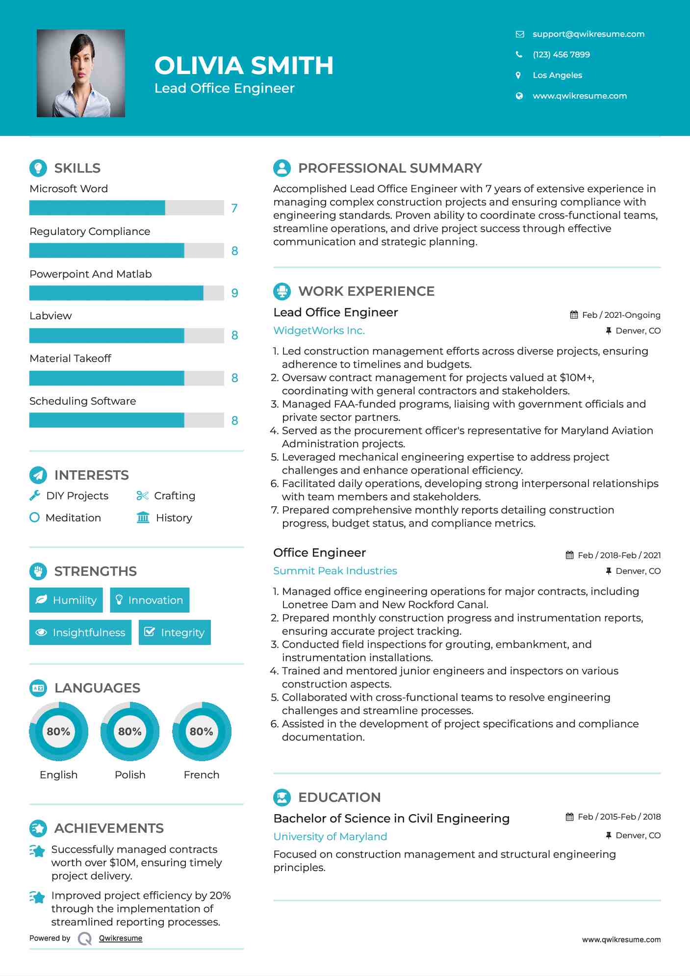 Lead Office Engineer Resume Template