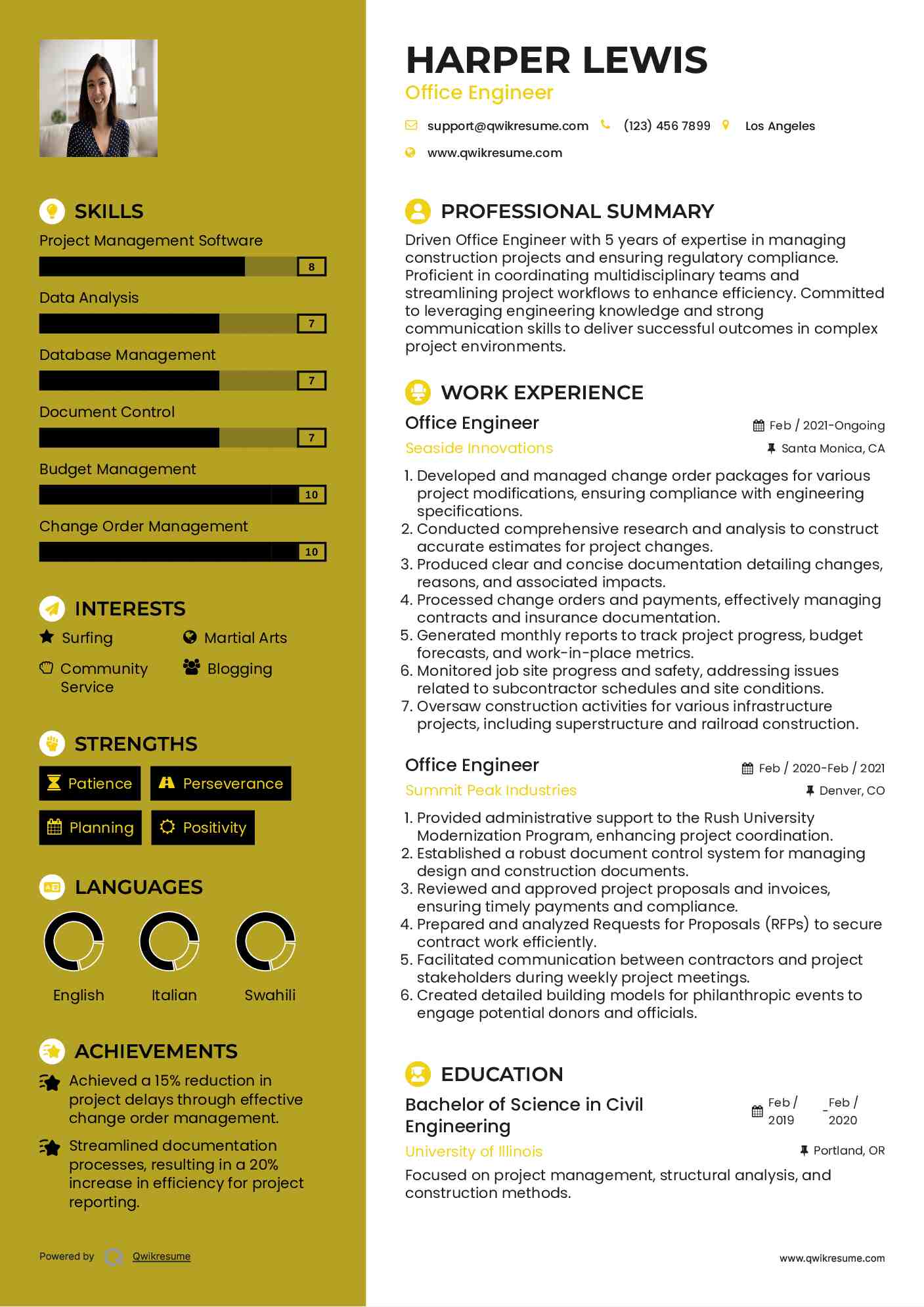 Office Engineer Resume Format