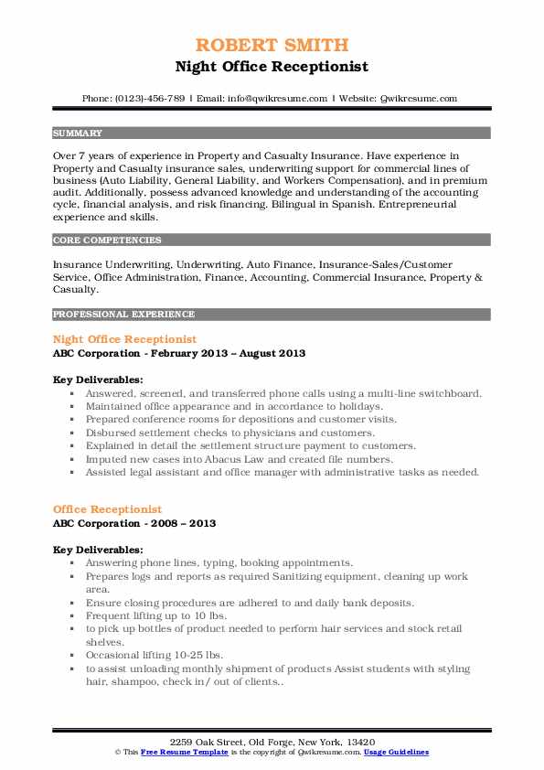 Office Receptionist Resume Samples QwikResume