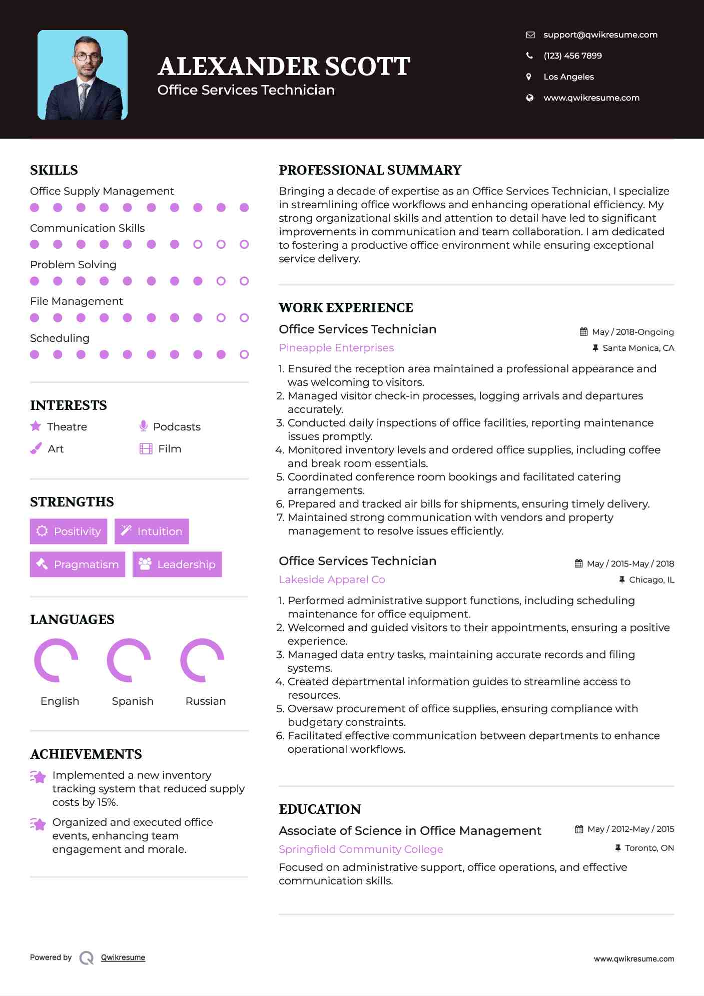 Office Services Technician Resume Template