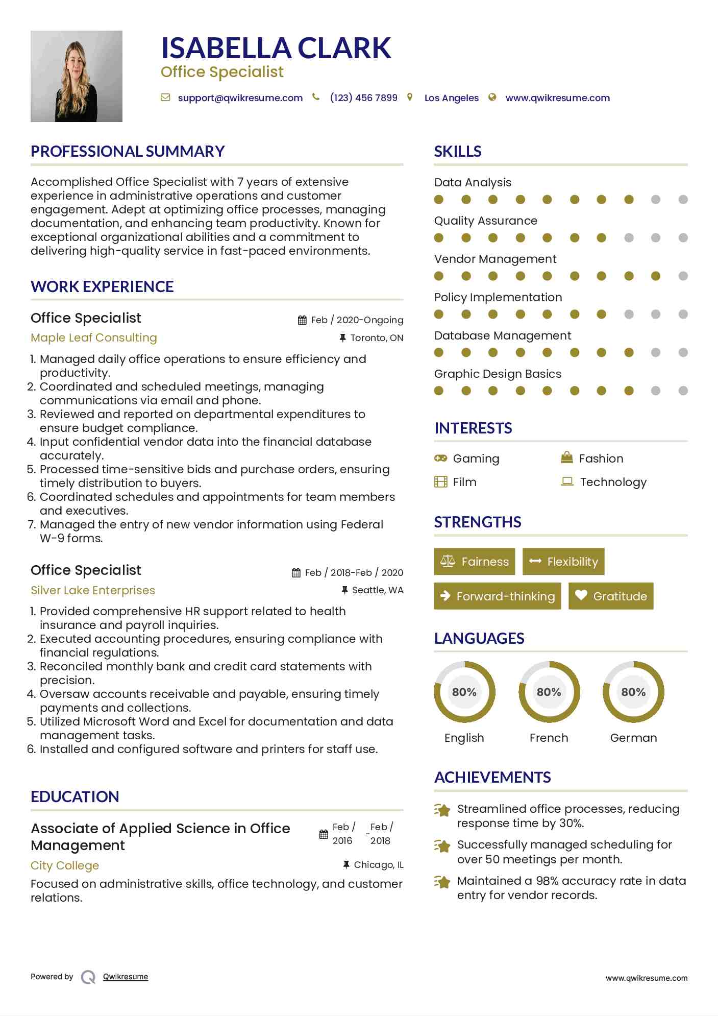 Office Specialist Resume Template