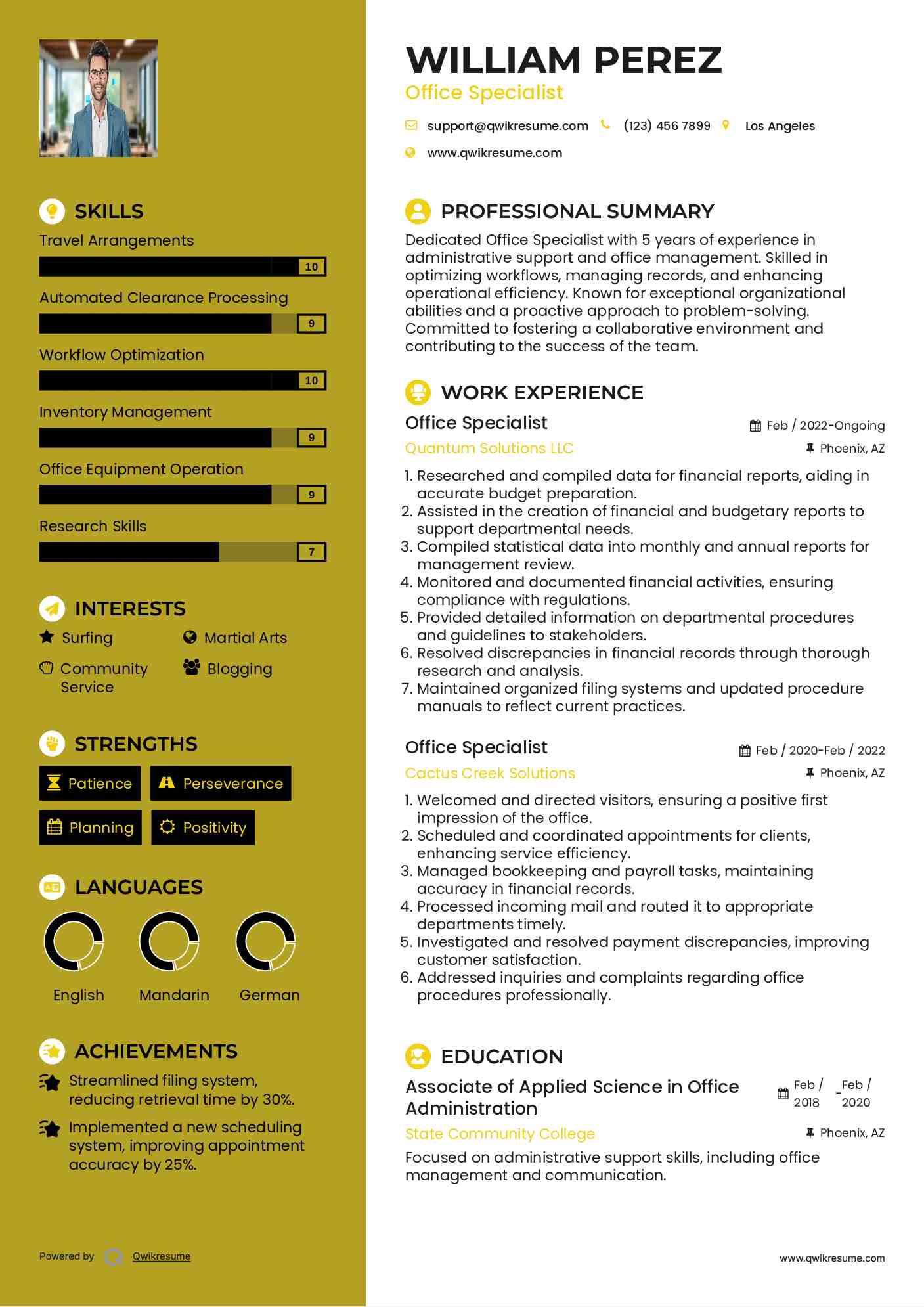 Office Specialist Resume Model