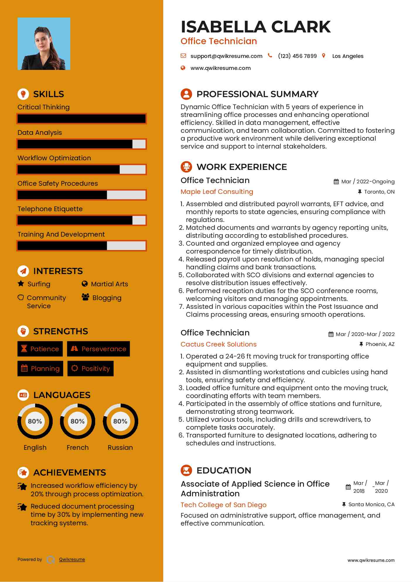 Office Technician Resume Template