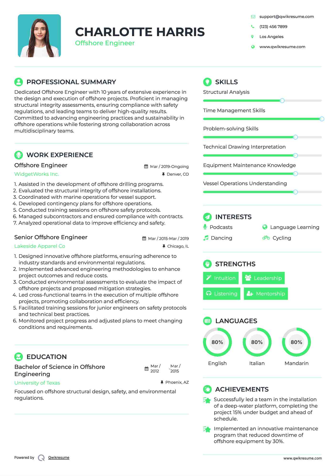 Offshore Engineer Resume Template