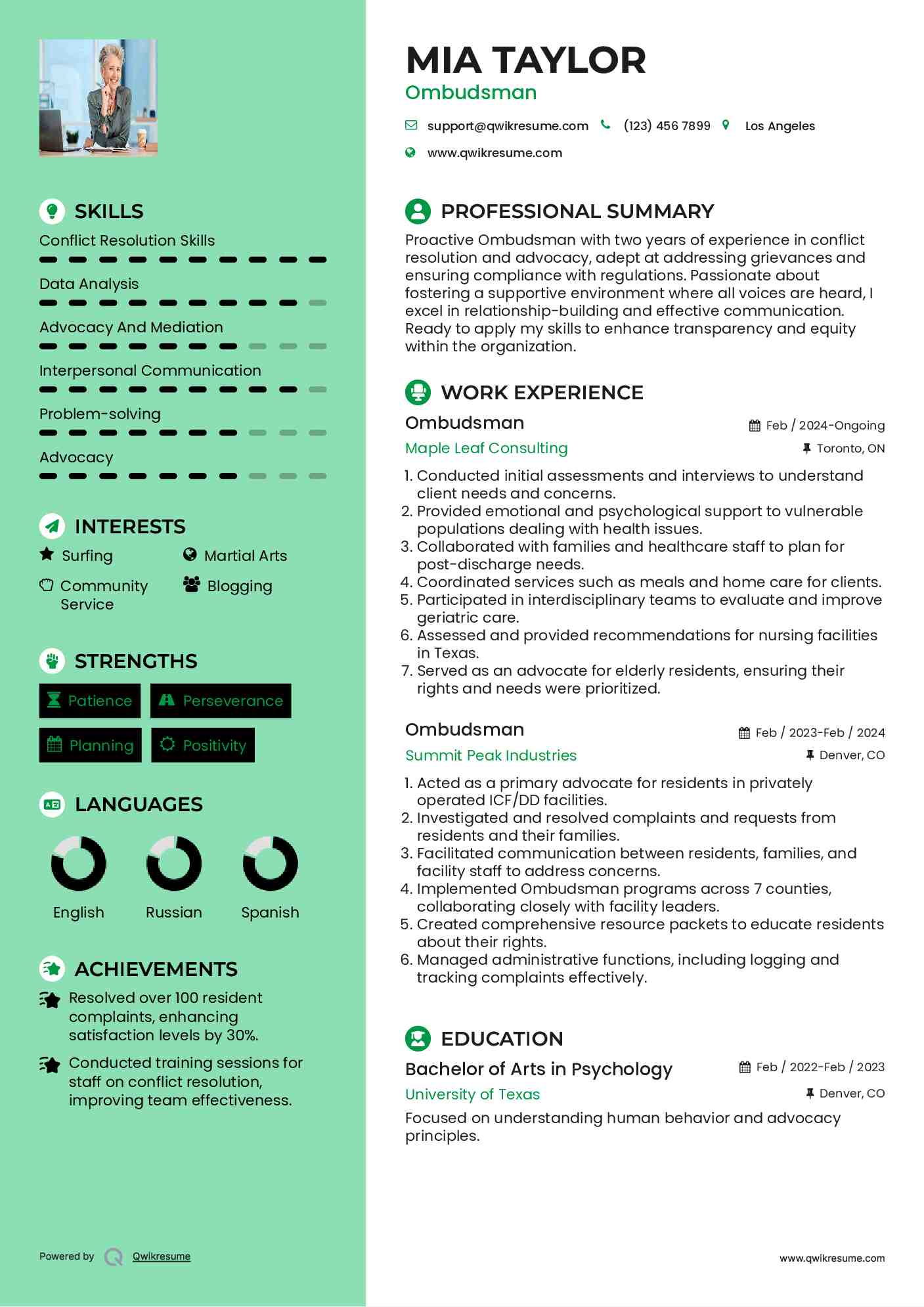 Ombudsman Resume Template