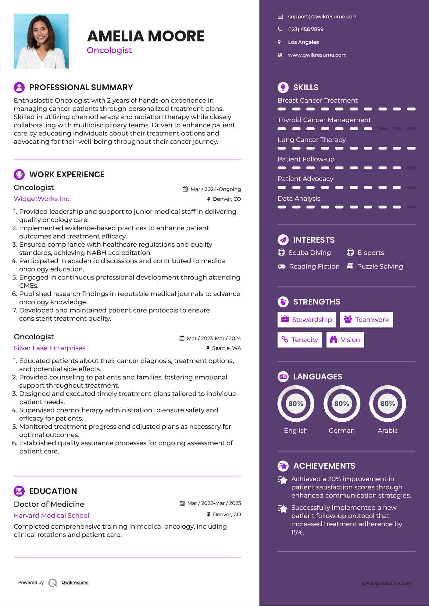 Oncologist Resume Model