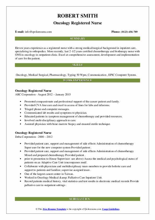 Oncology Registered Nurse Resume - Oncology Registered Nurse 1618120434 Pdf 
