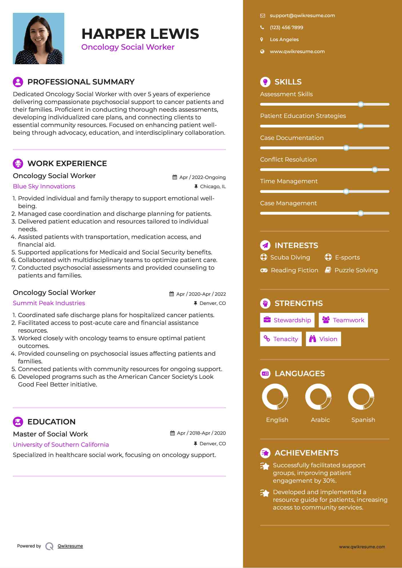 Oncology Social Worker Resume Format