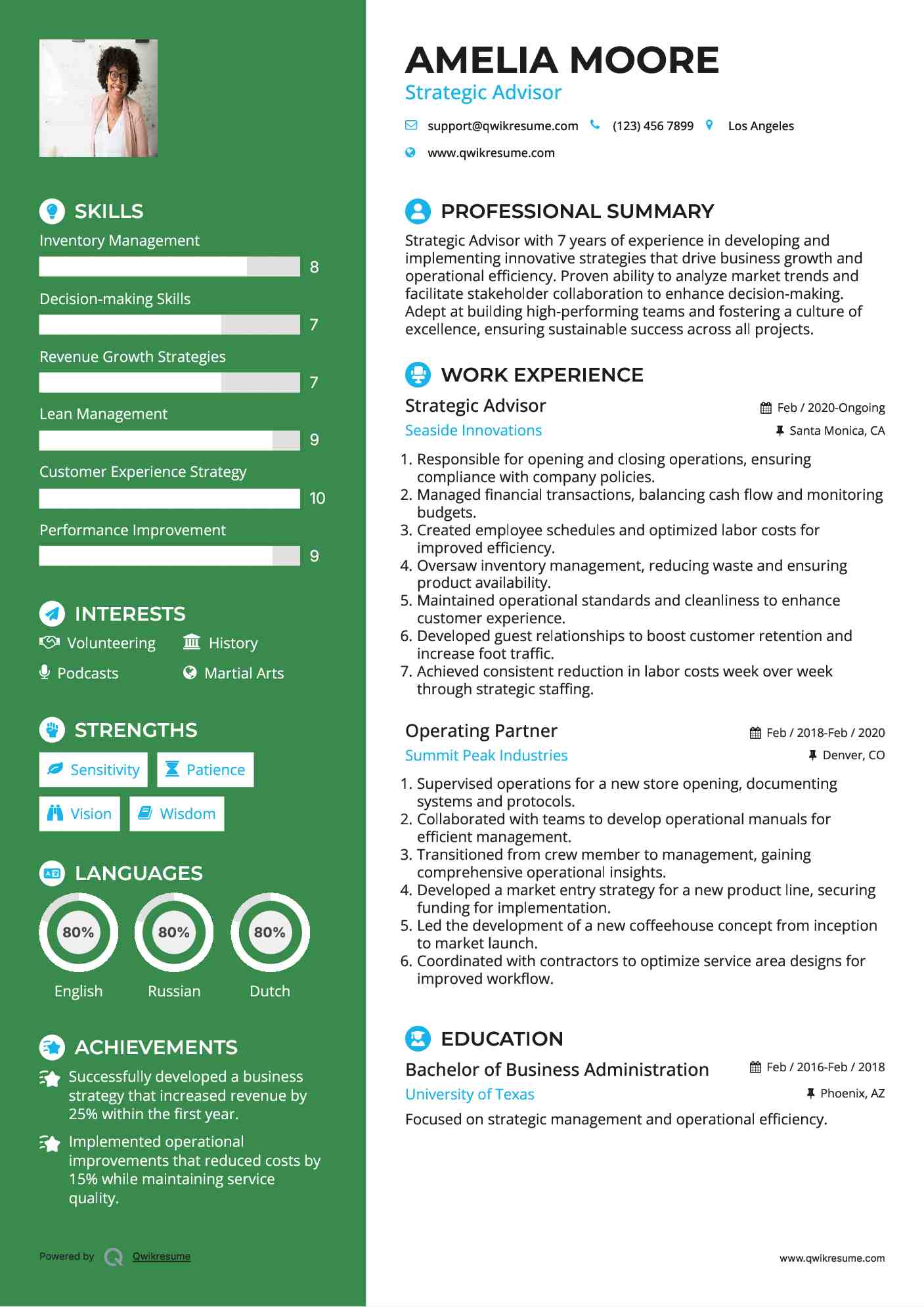 Strategic Advisor Resume Template