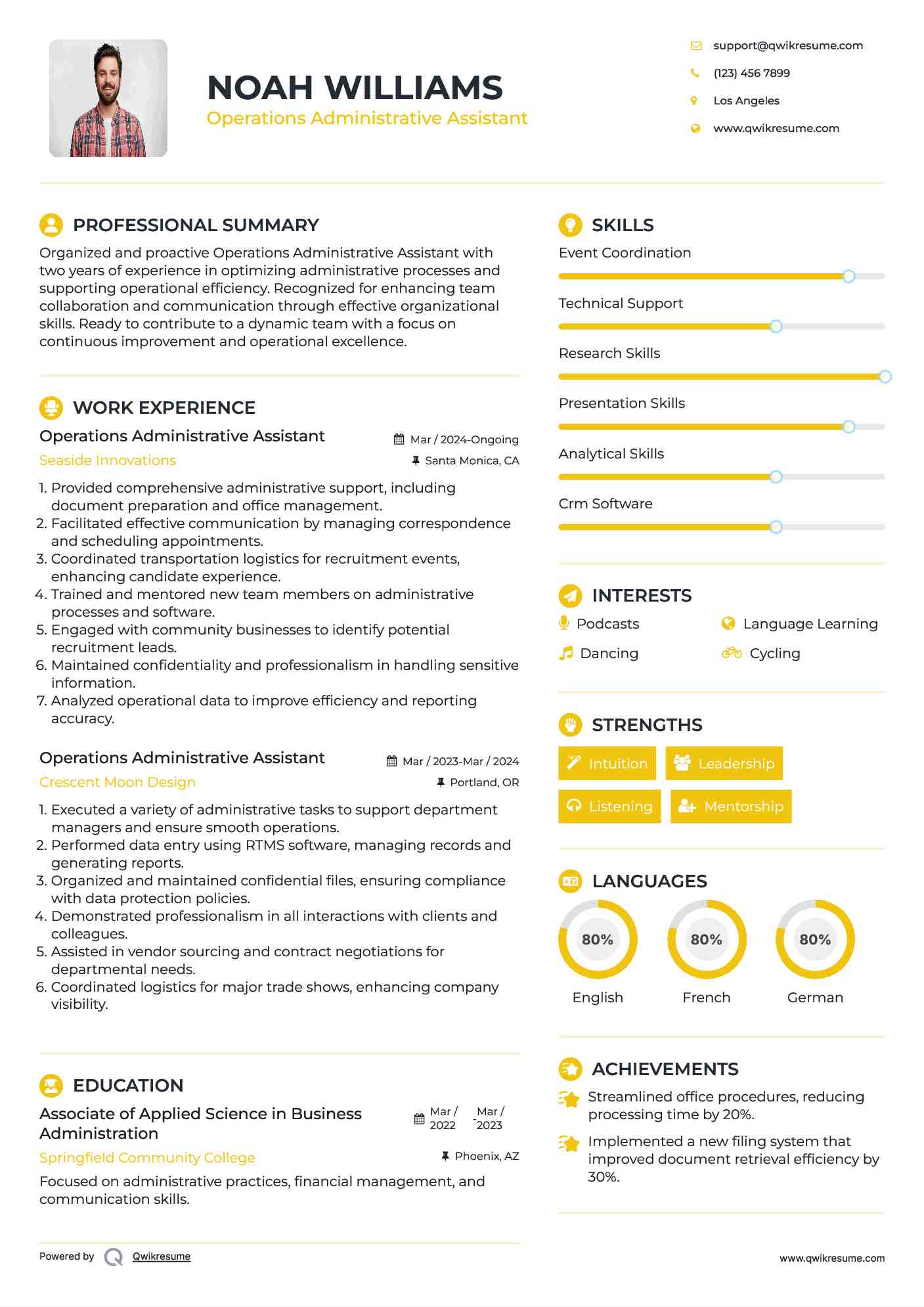 Operations Administrative Assistant Resume Samples | QwikResume