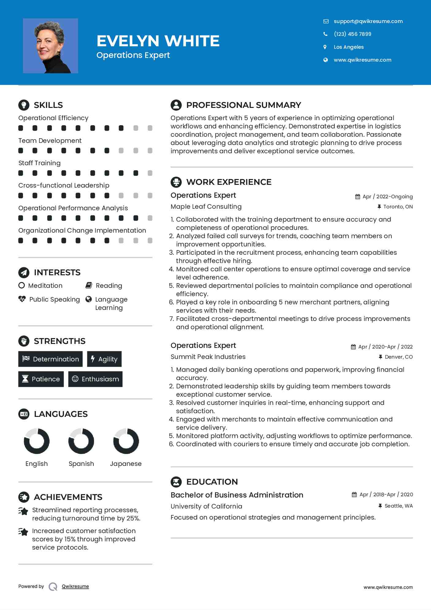 Operations Expert Resume Format