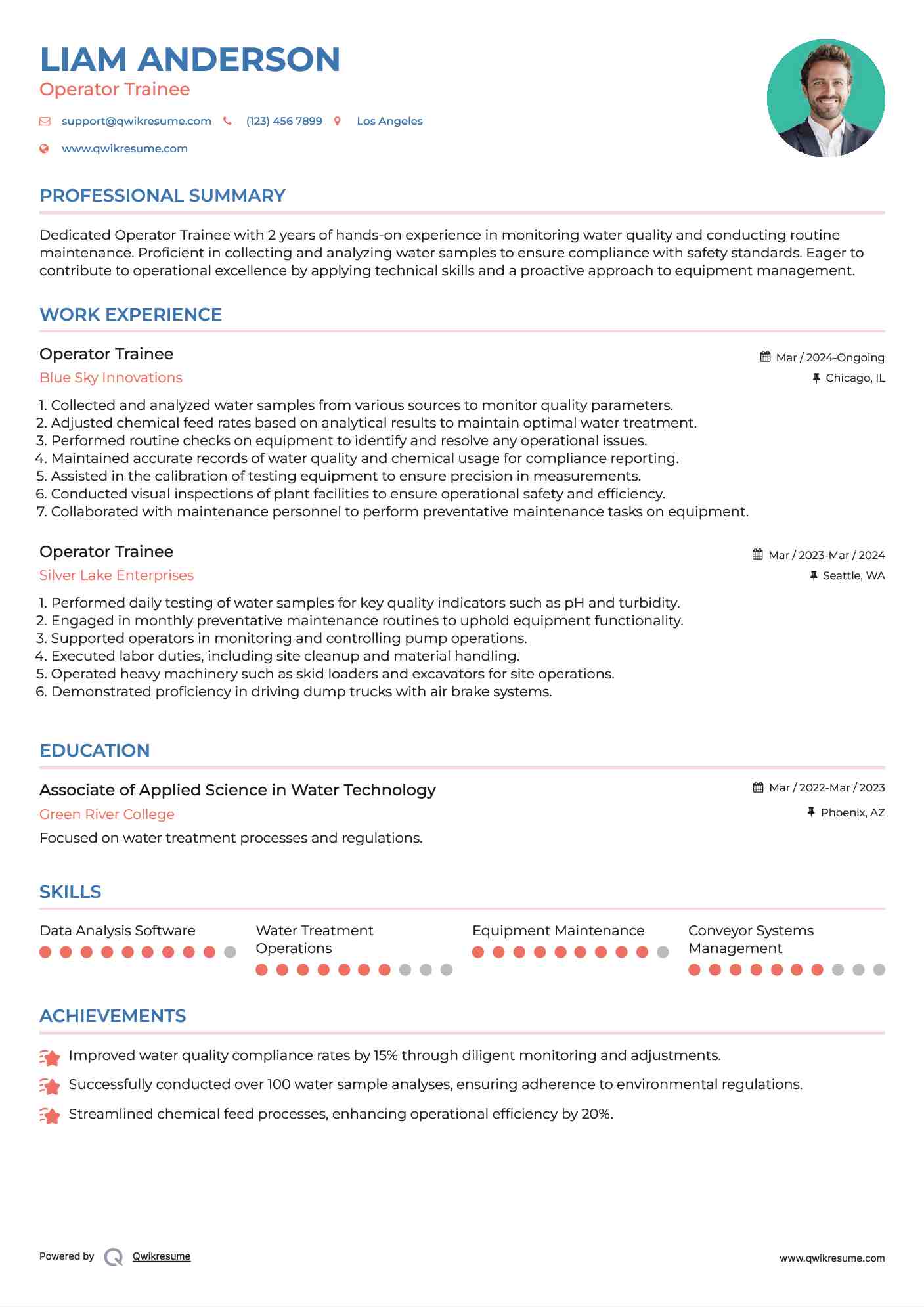 Operator Trainee Resume Model