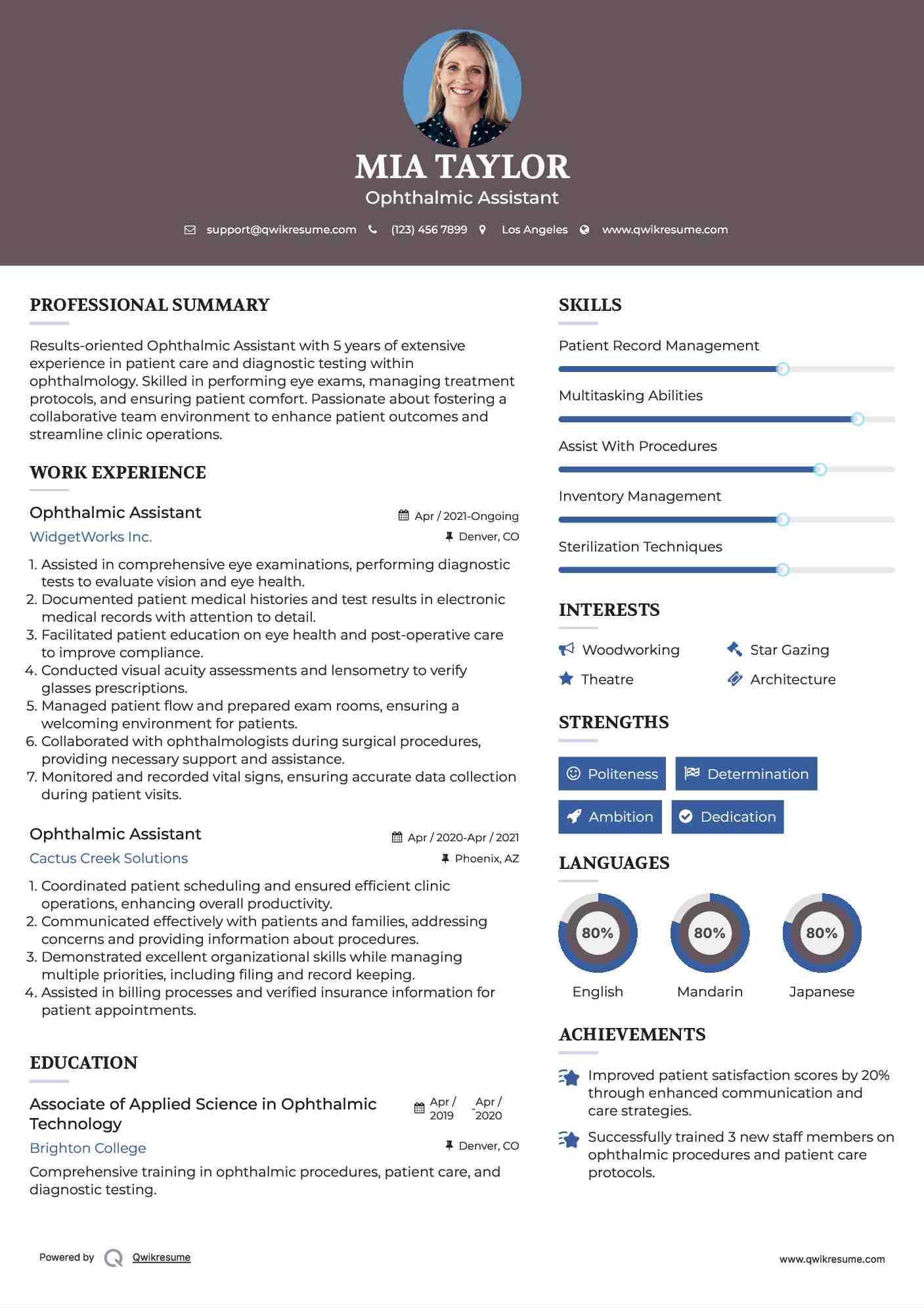 ophthalmic assistant resume samples qwikresume junior technician resume